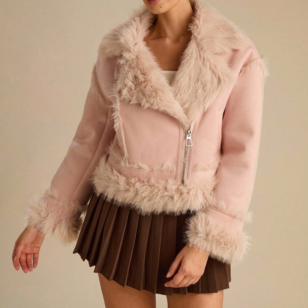 Purple Casual Women's Romantic Suede Faux Fur Coat - Picture 8 of 8